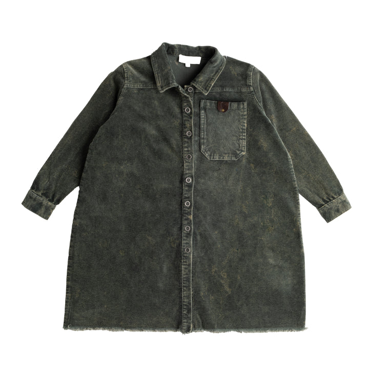 dress washed corduroy shirt style with pockets - moss green