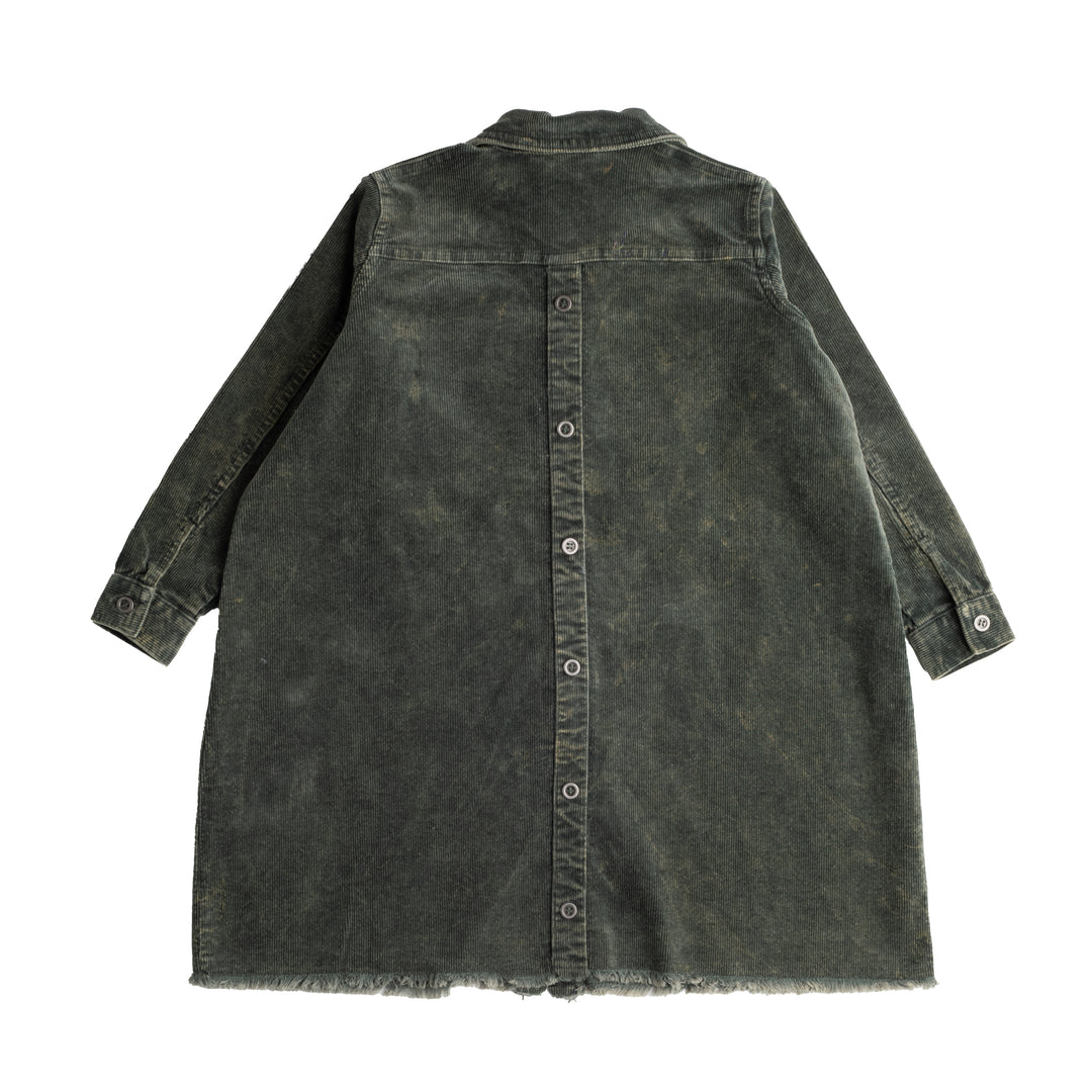 dress washed corduroy shirt style with pockets - moss green