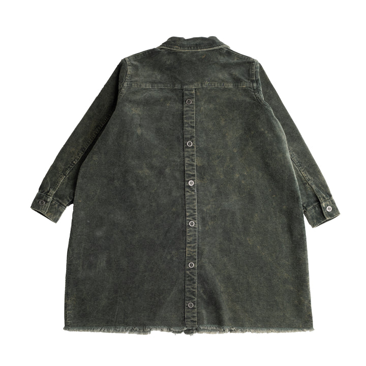dress washed corduroy shirt style with pockets - moss green