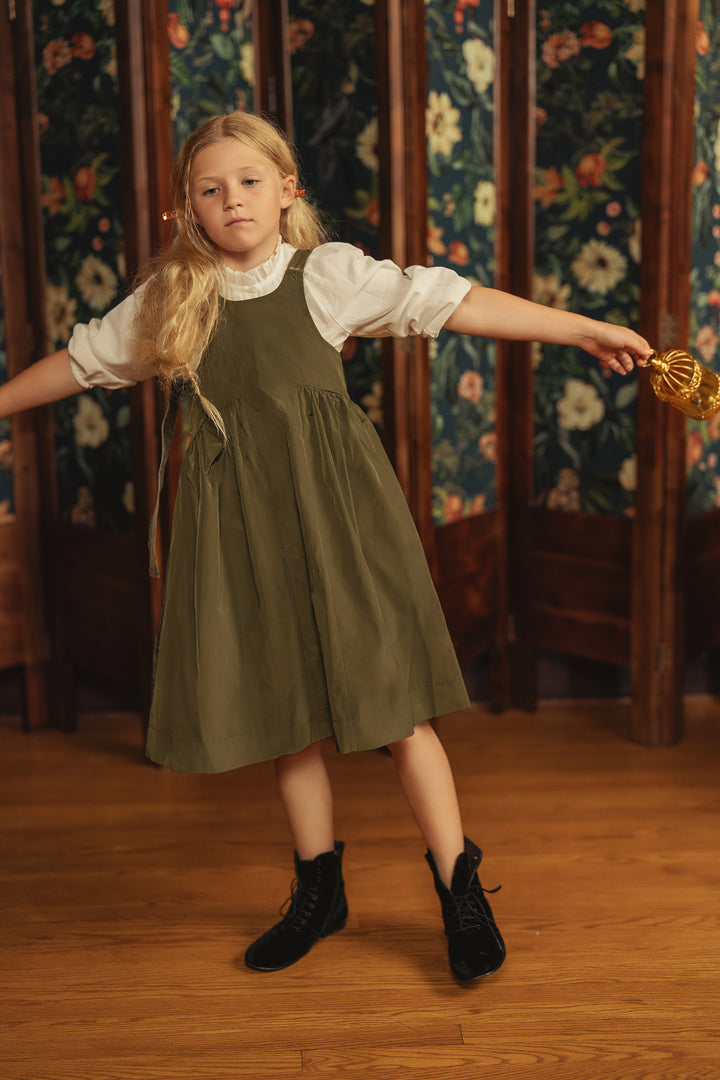 dress taffeta velvet strap jumper - black