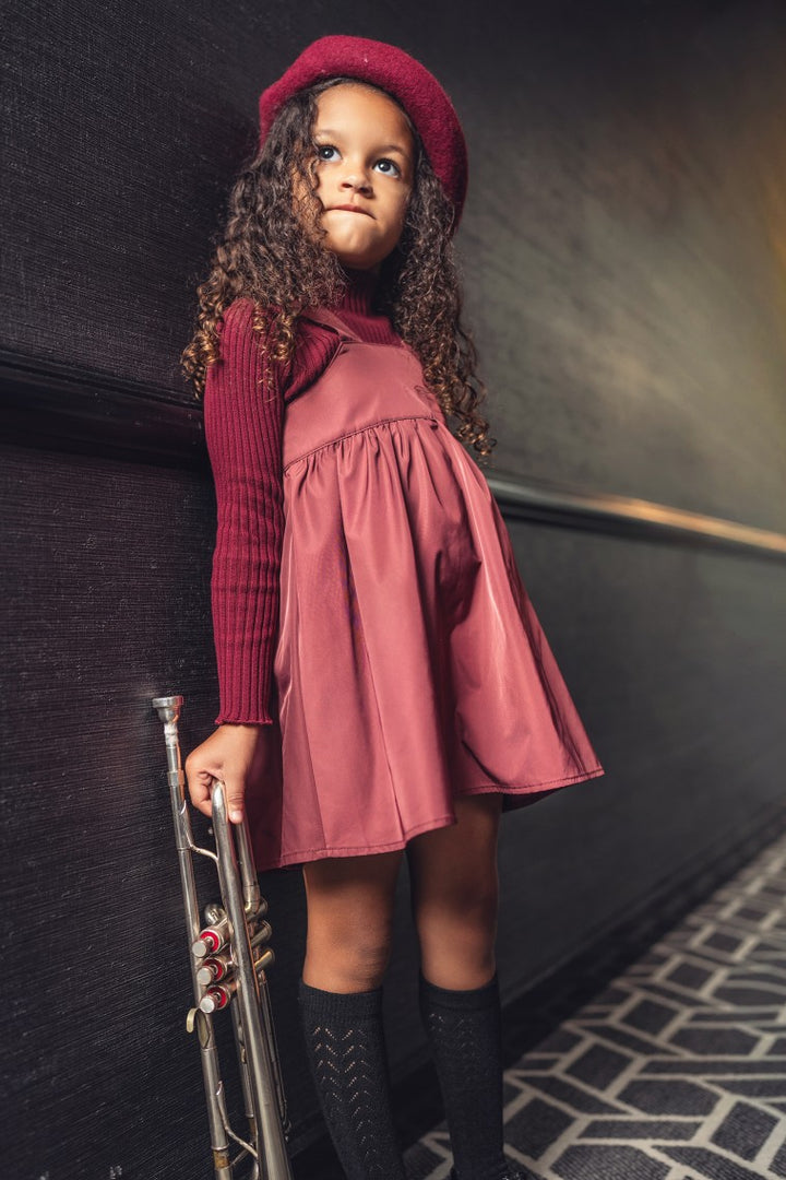 dress taffeta buckle strap jumper - wine