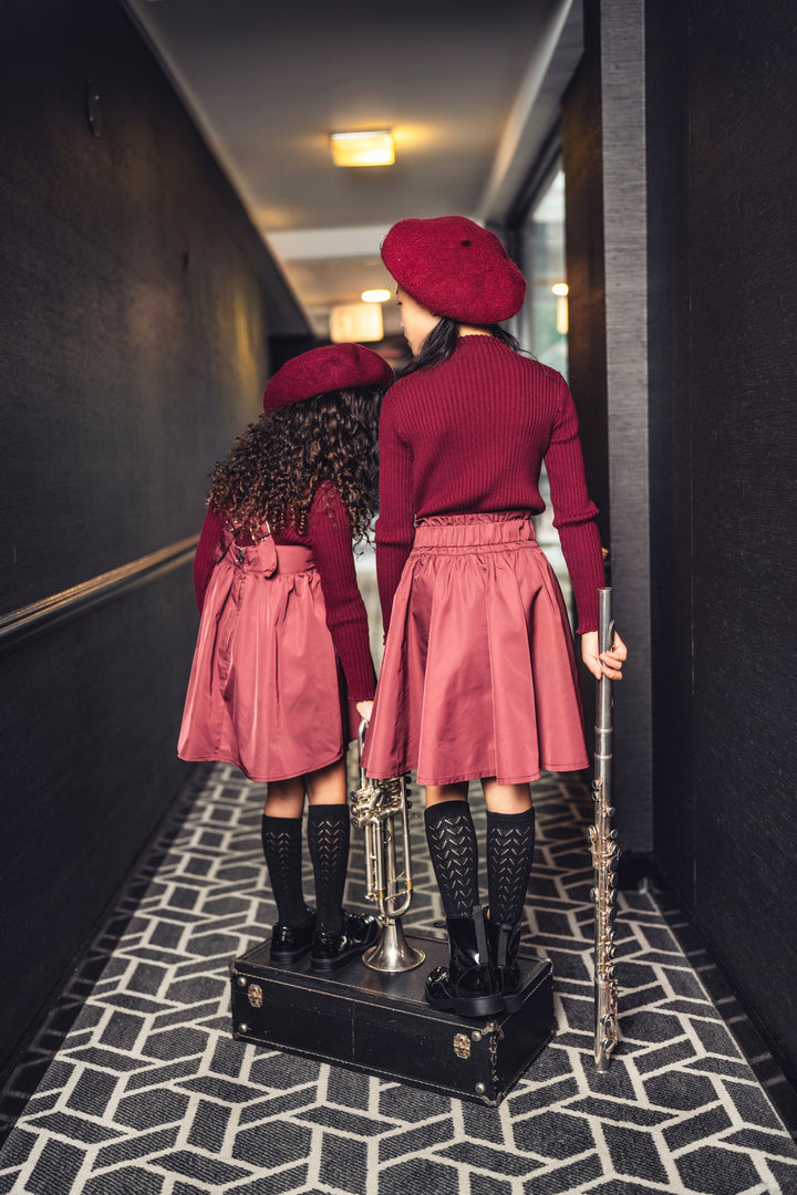 dress taffeta buckle strap jumper - wine