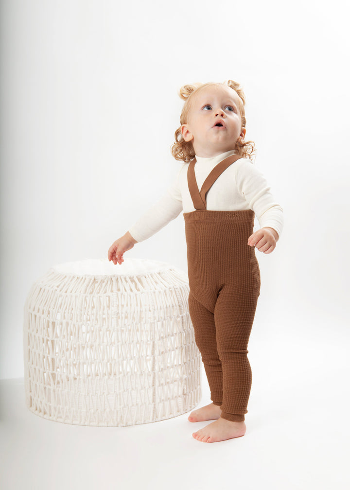 overall waffle long - 495-peanut