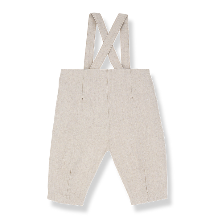 one piece linen button overalls - beige