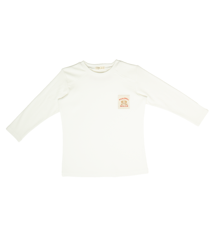 tee l/s ribbed pickleball patch - white