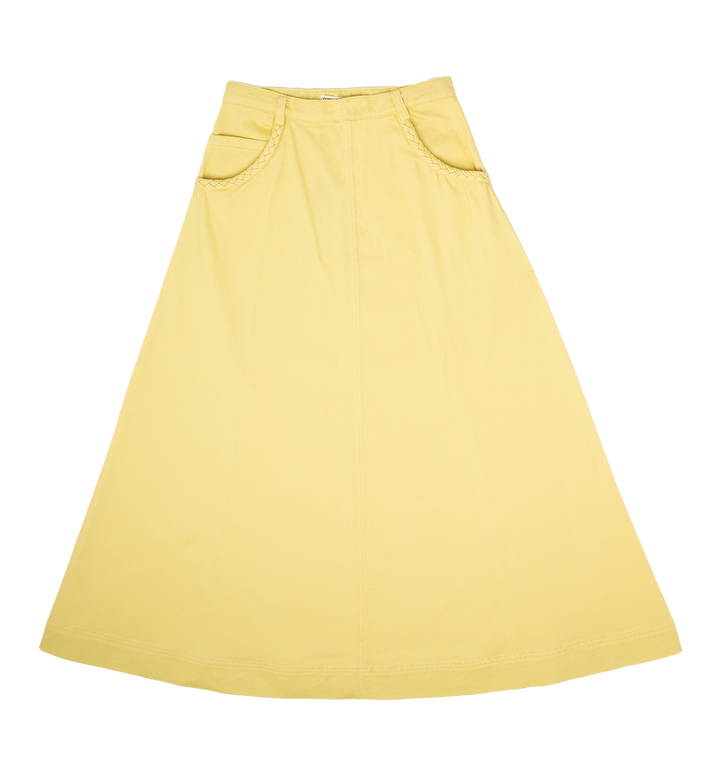 skirt denim braided pocket trim - butter
