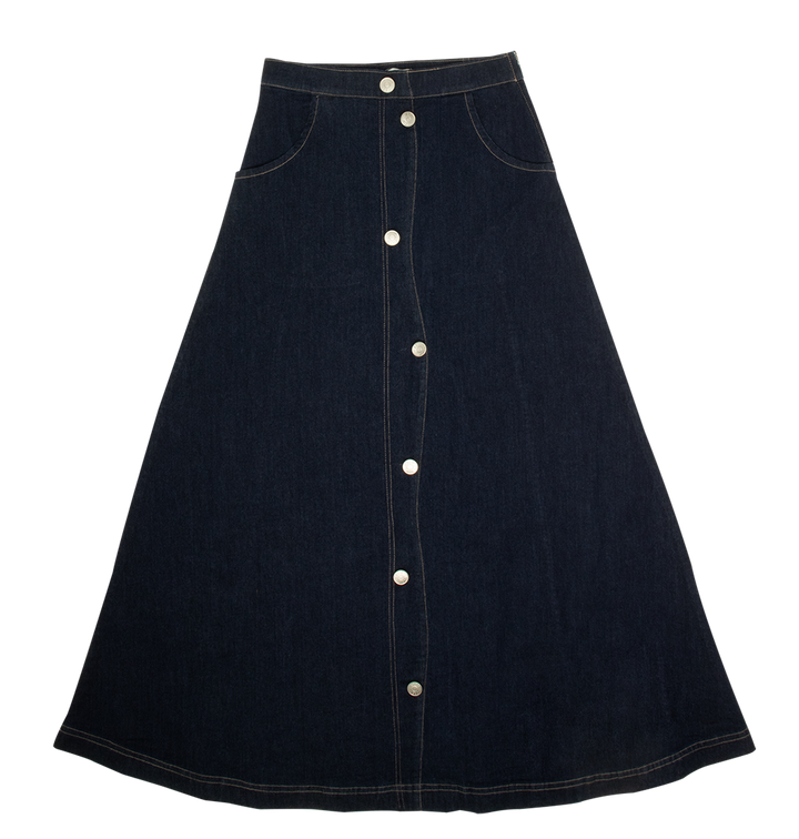 skirt mock button down - navy