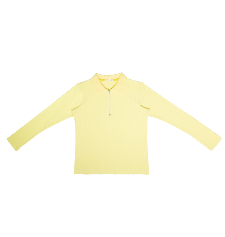 polo l/s ribbed half zip - yellow