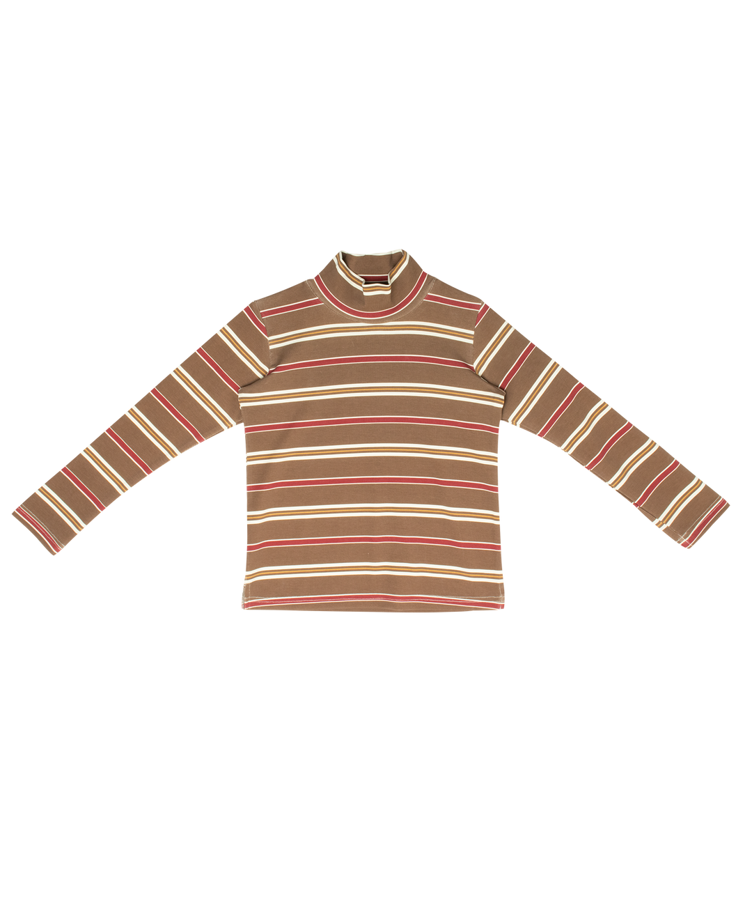 top l/s multi striped turtleneck - tan