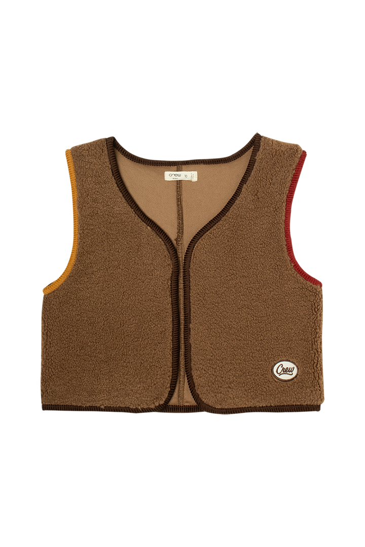 vest sherpa contrast trim - tan
