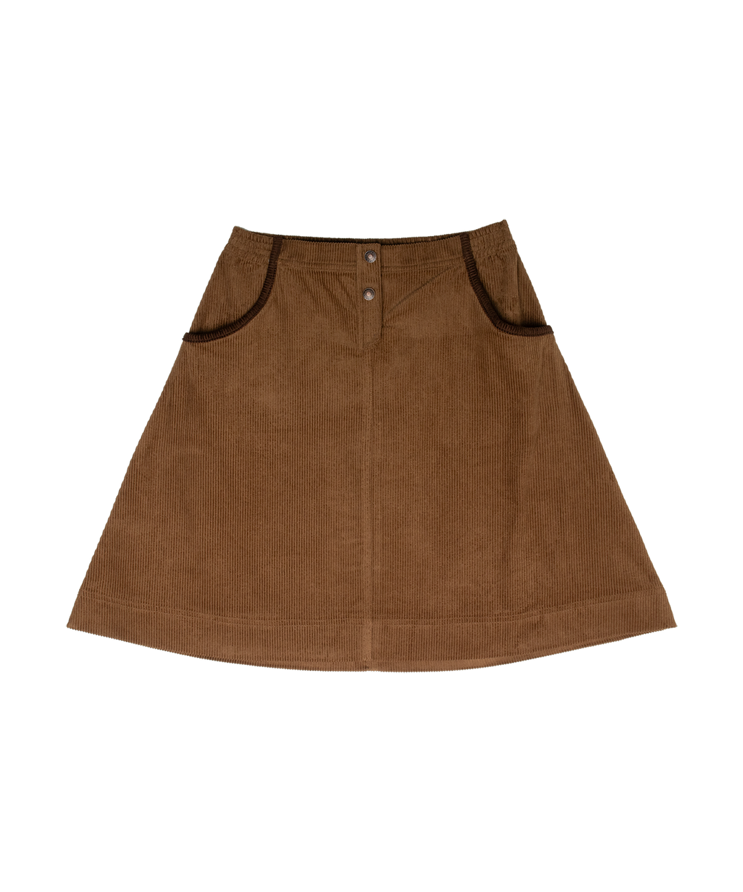skirt corduroy contrast trim pockets - tan