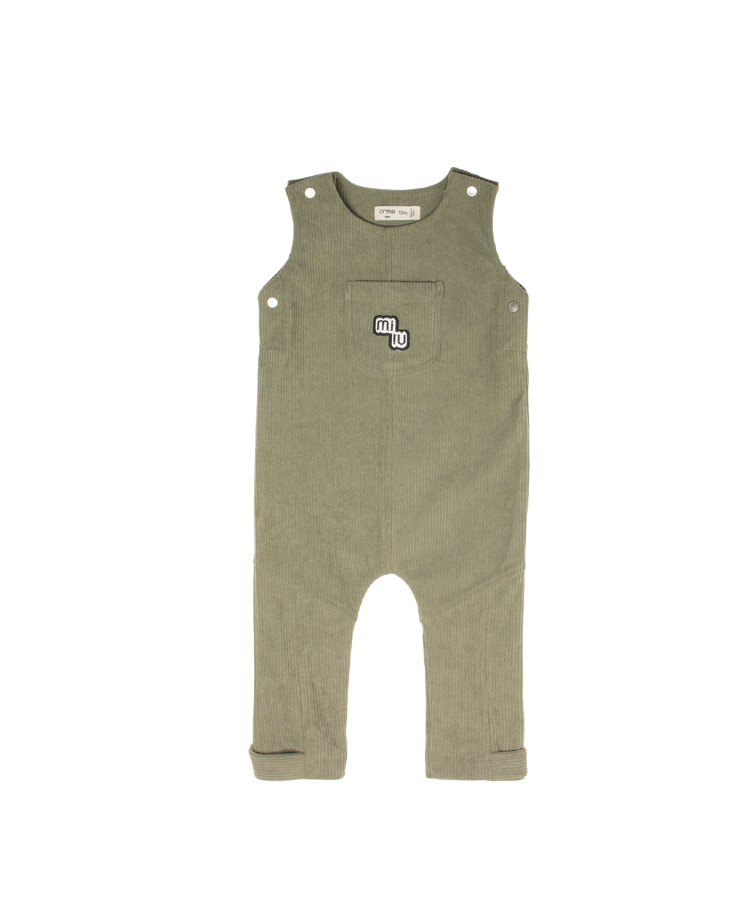 one piece corduroy logo pocket long overalls - green