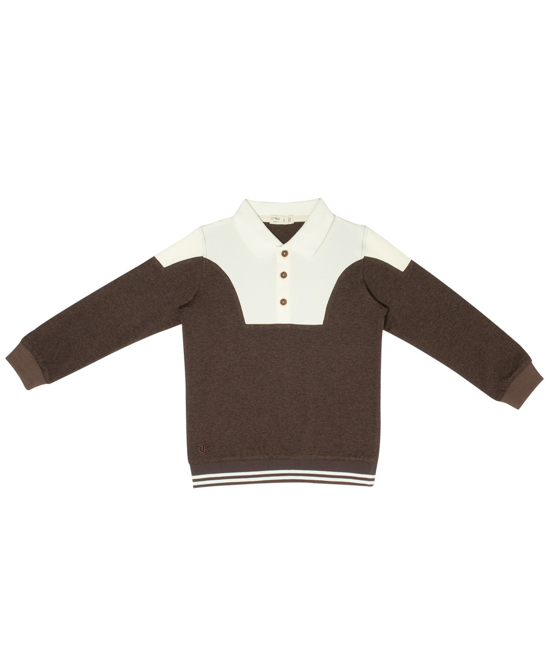 polo l/s ribbed striped trim - chocolate