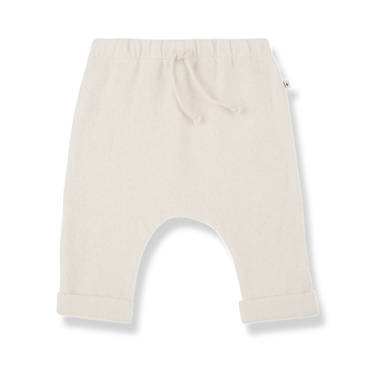 set knit henley shirt and pants - ecru