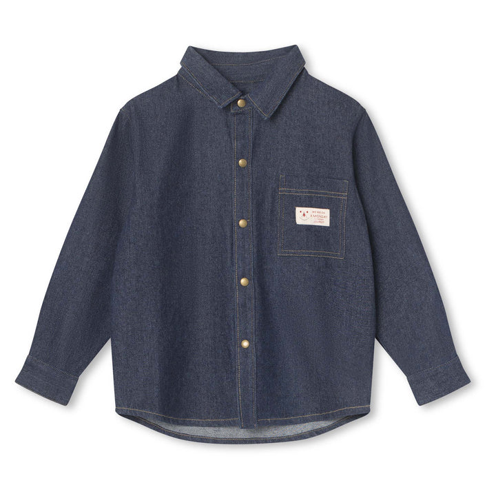 shirt l/s snap down stiff denim - dark blue