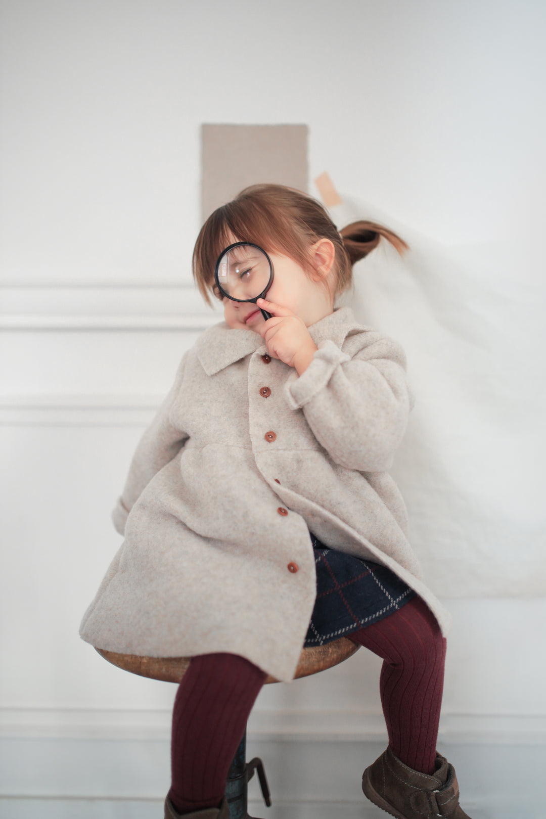 jacket wool flowy with collar - tortora