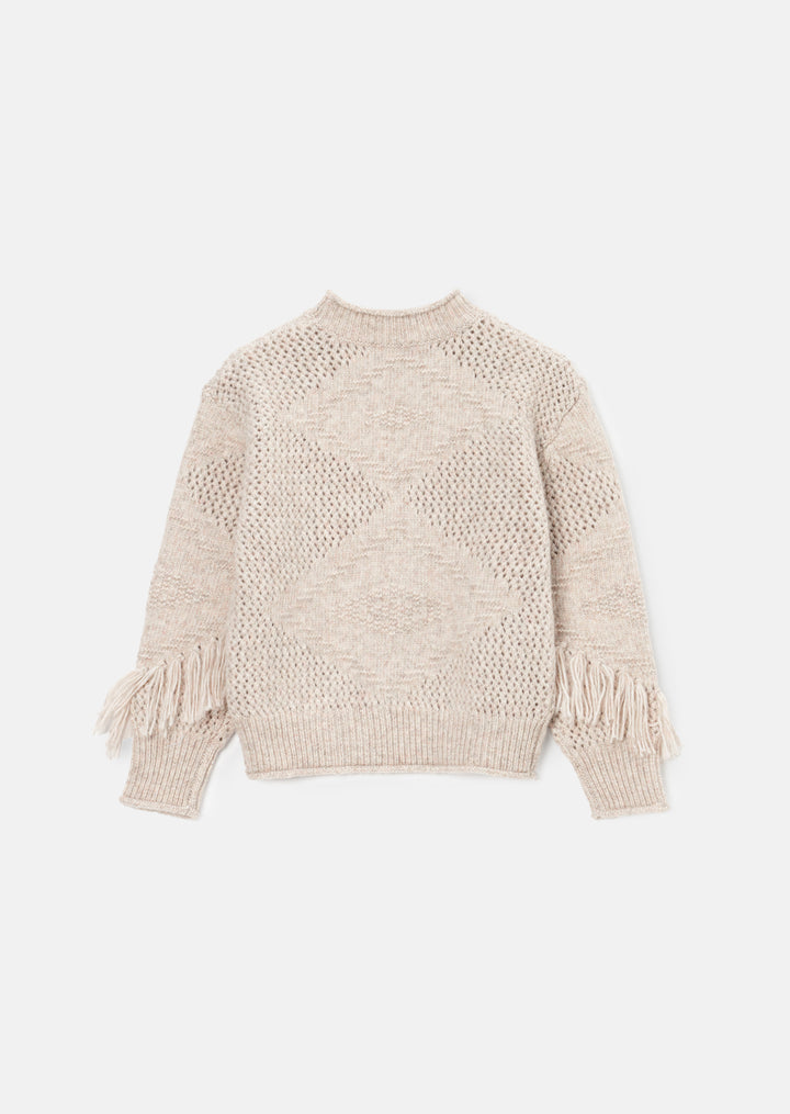 top l/s chunky knit fringes - stone