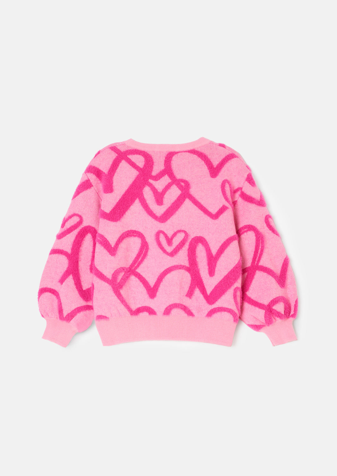 top l/s sweater mohair hearts - pink