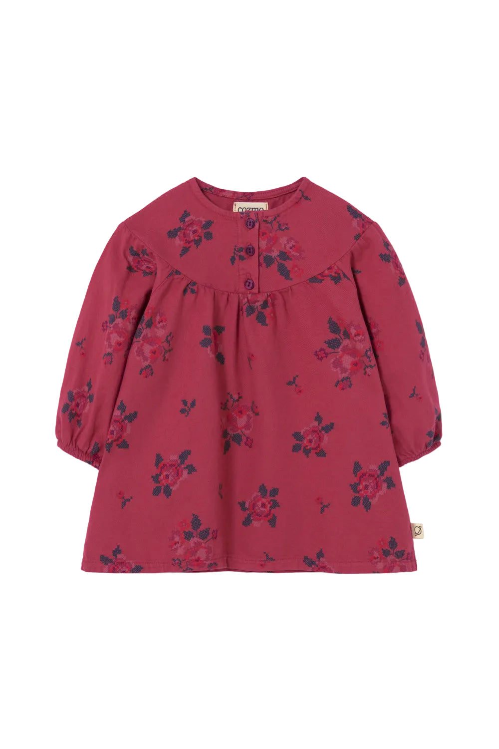 dress cross stitch flower henley - prune