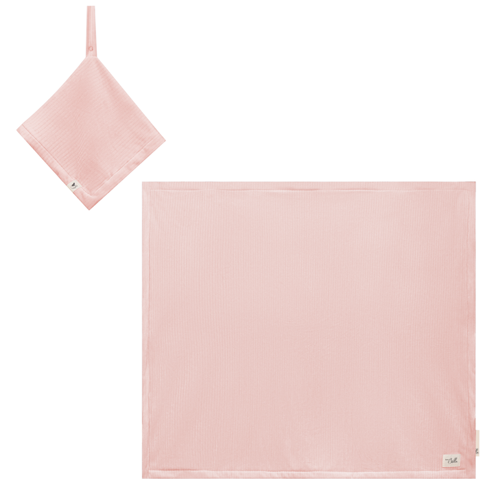 blanket velour rib with lovey set - pink