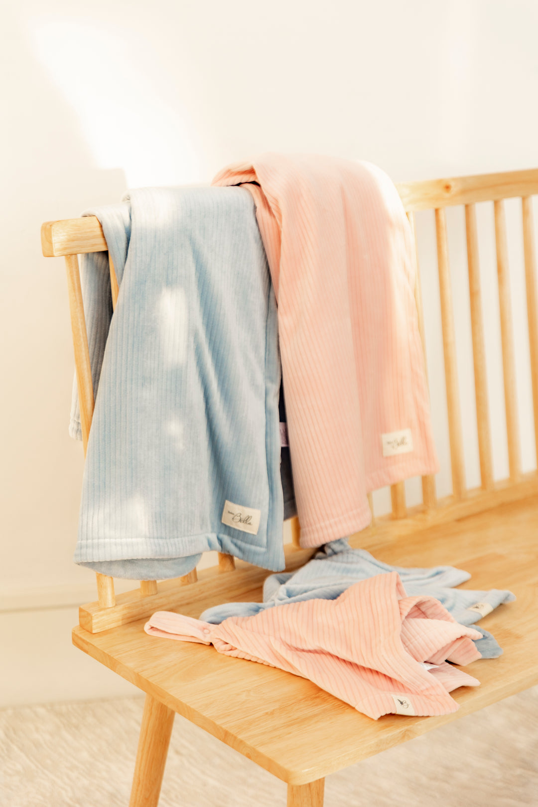 blanket velour rib with lovey set - blue