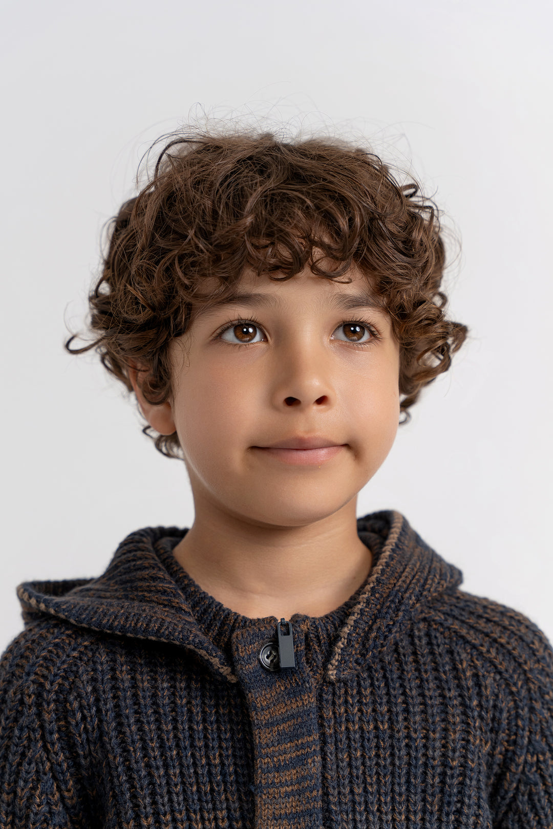 jacket chunky knit button down hooded - navy