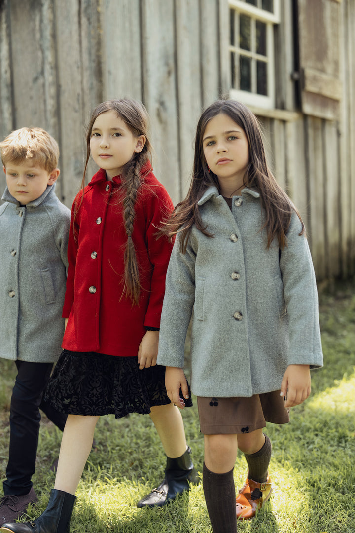 coat wool trench - cranberry mix