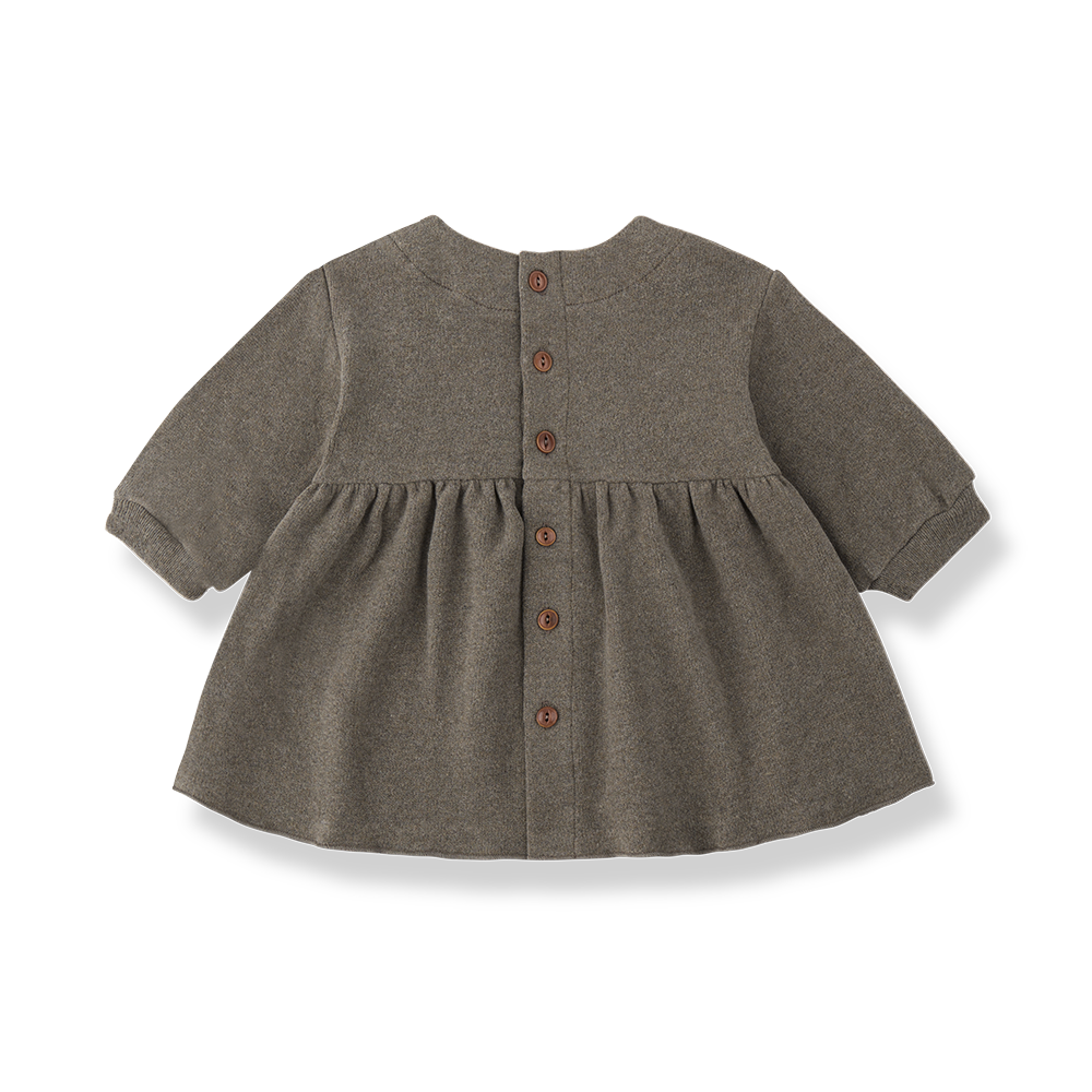 dress cotton flower detail - dark taupe