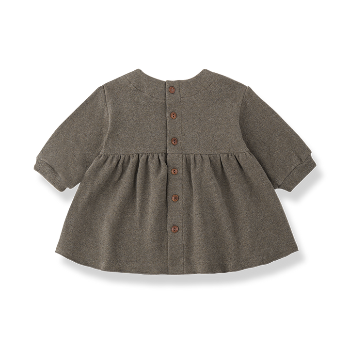 dress cotton flower detail - dark taupe