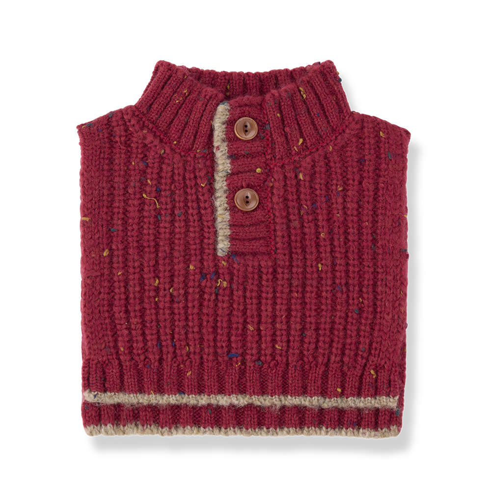 vest chunky knit speckled - fiamma red