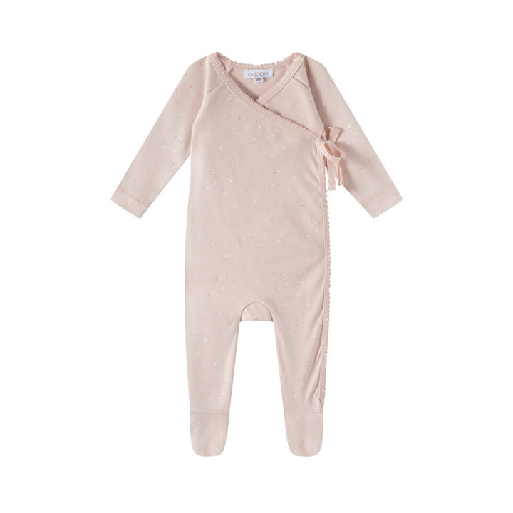 set footie allover dot print wrap with beanie and blanket - pink