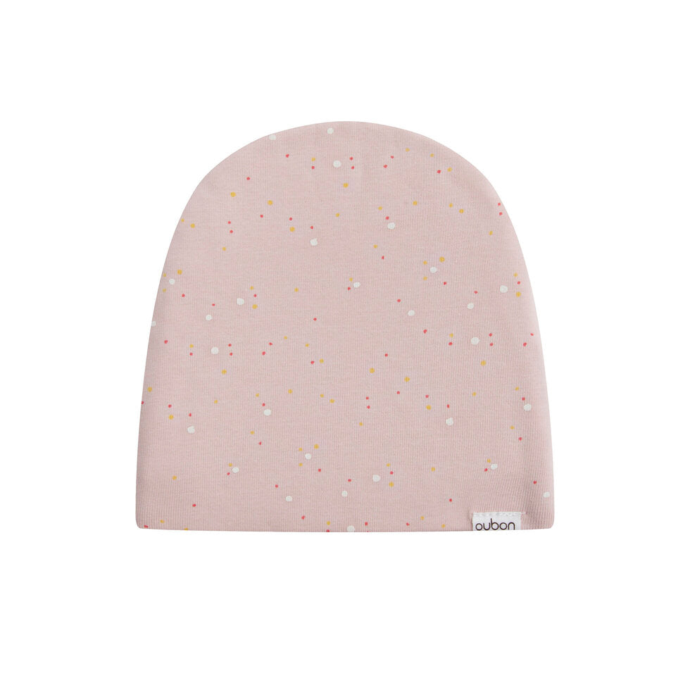 set footie allover dot print wrap with beanie and blanket - pink