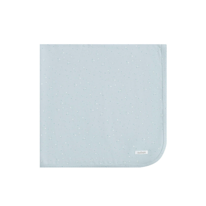 set footie allover dot print wrap with beanie and blanket - blue