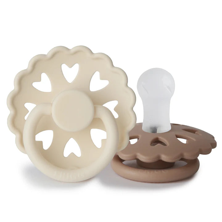 pacifier anderson fairytale silicone rubber 2 pack - cream/silky satin