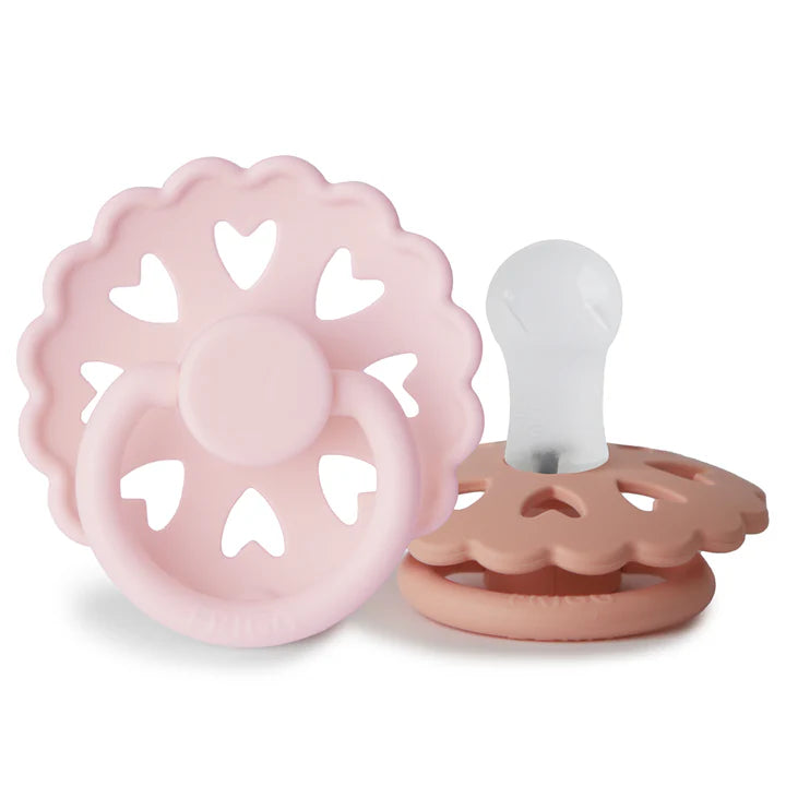 pacifier anderson fairytale silicone rubber 2 pack - wt lilac/prty peach