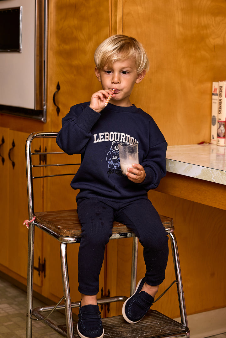 set outfit logo bear sweatshirt and leggings - navy
