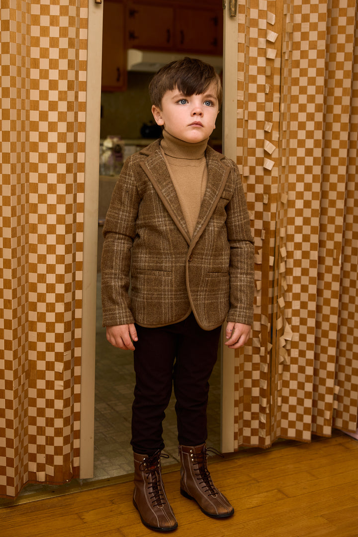 blazer wool plaid - camel