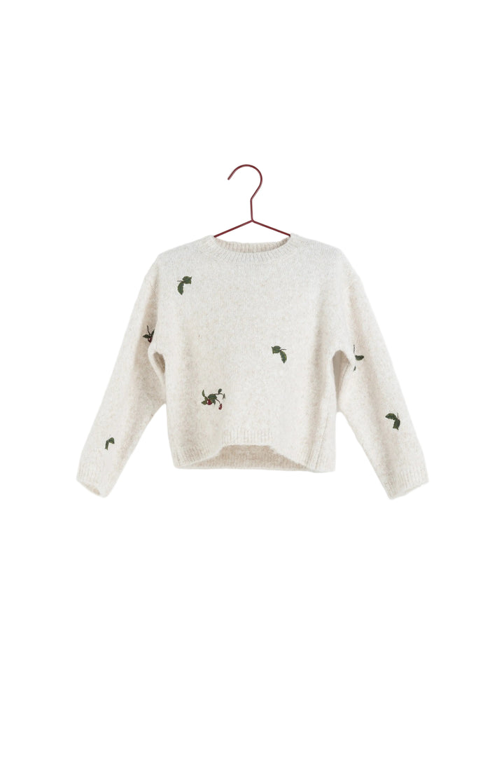 top l/s apple knit sweater - oatmeal