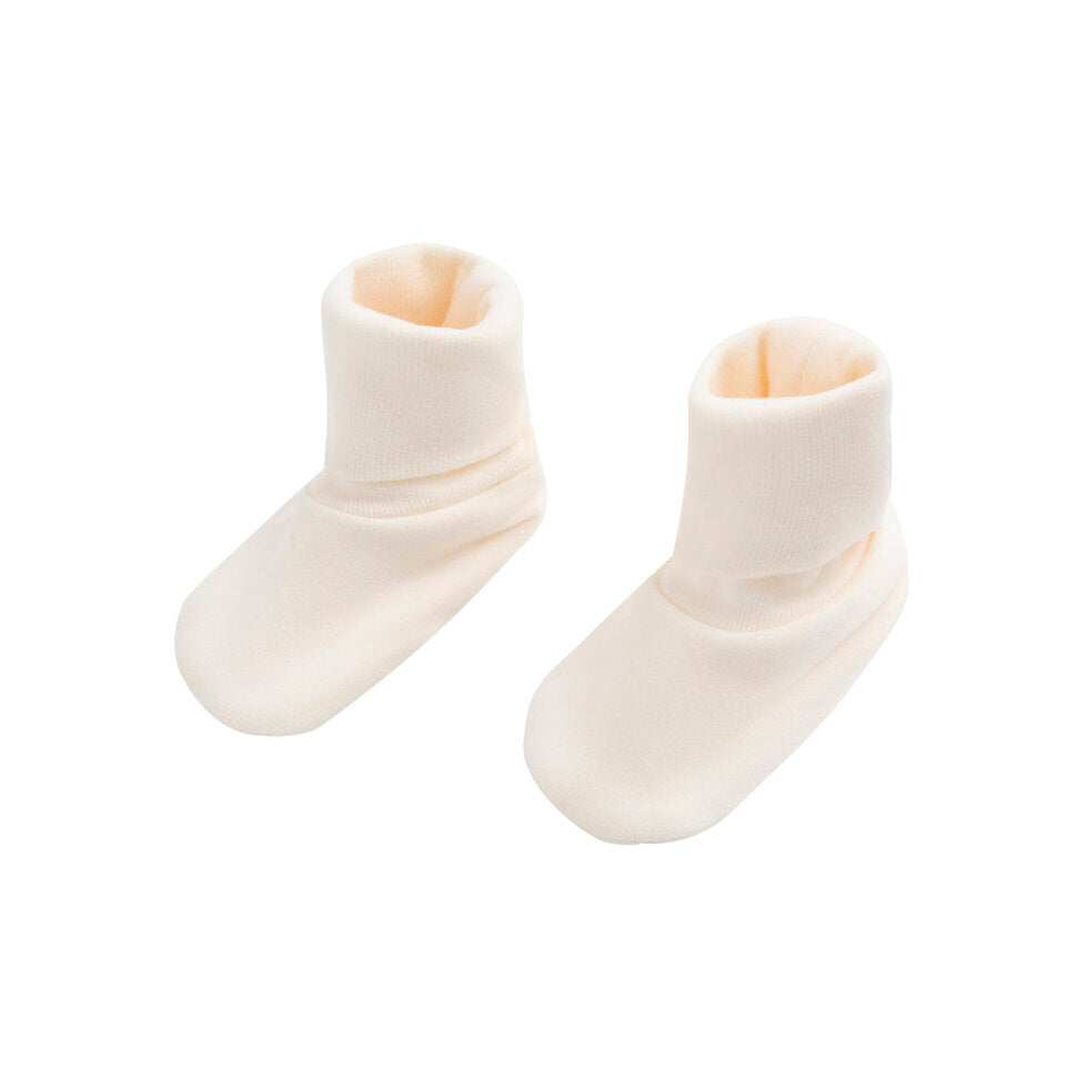 set knit fleece wrap top and pants with bonnet and booties - off white