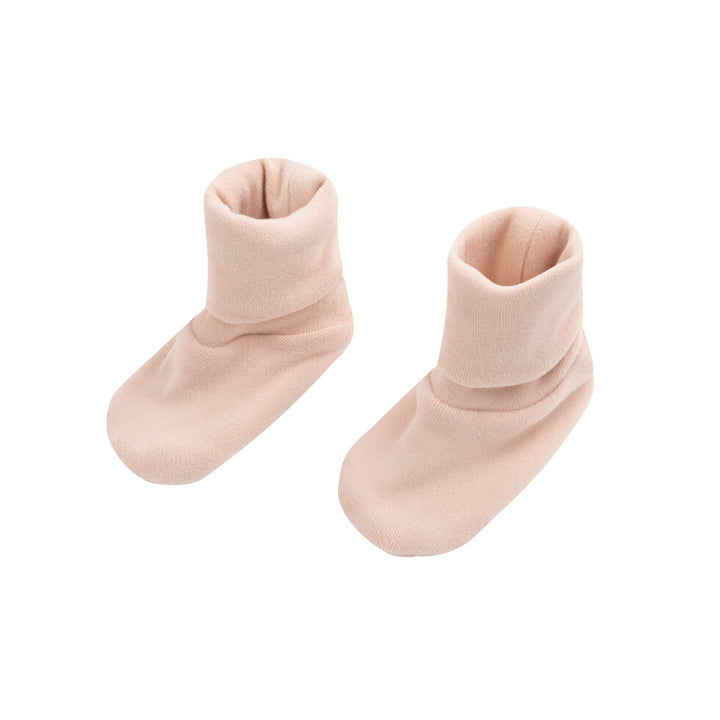 set knit fleece wrap top and pants with bonnet and booties - pink