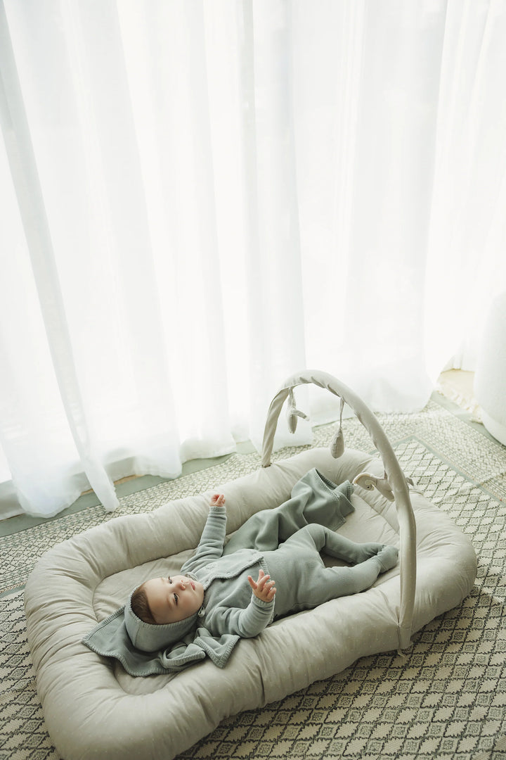 set footie velour cardi with bonnet and blanket - dusty blue