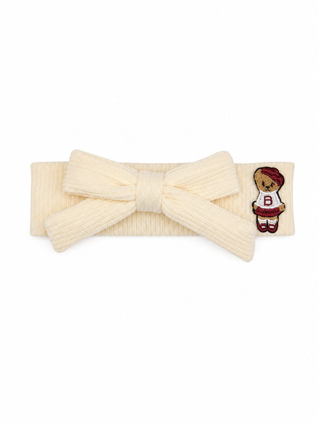 baby band teddy knits bow - cream