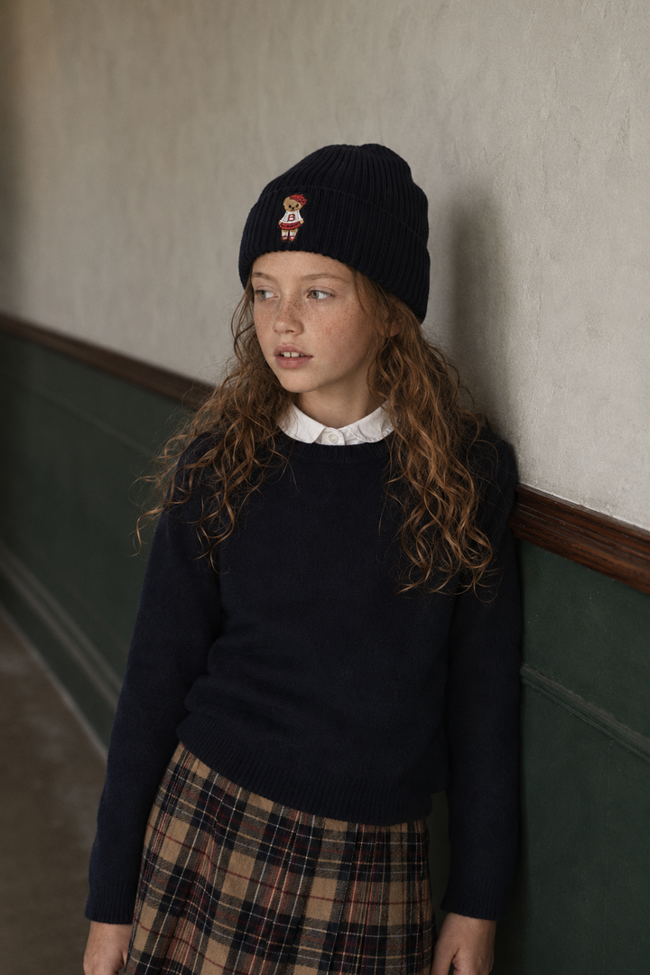 hat ribbed knit cuff with teddy - black