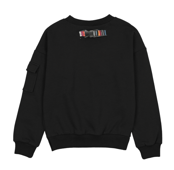 top l/s sweat stripe multi buckle - black