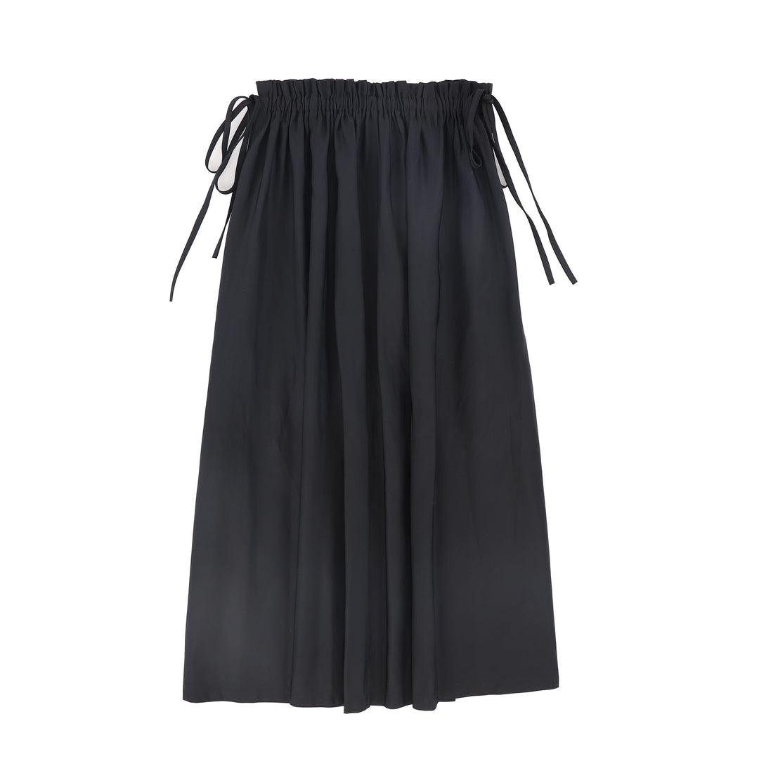 skirt rouched waist tie - black