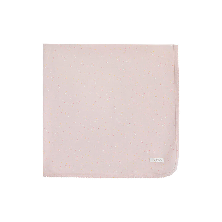 set footie allover dot print wrap with beanie and blanket - pink