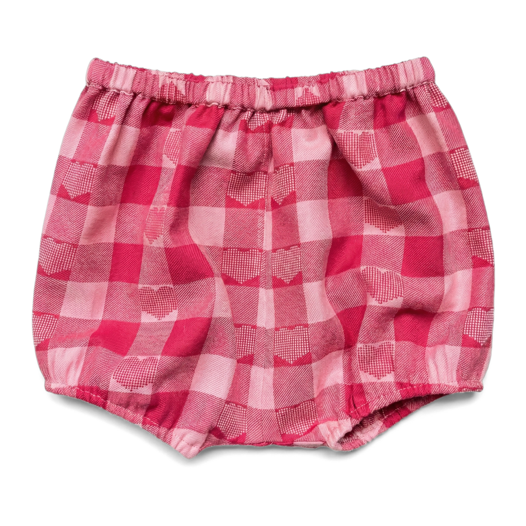 bloomer twill checkered heart - pink/burgundy