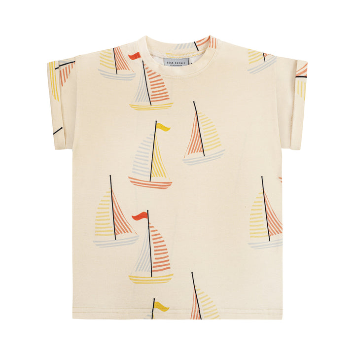 tee s/s sailboat print - boat yellow
