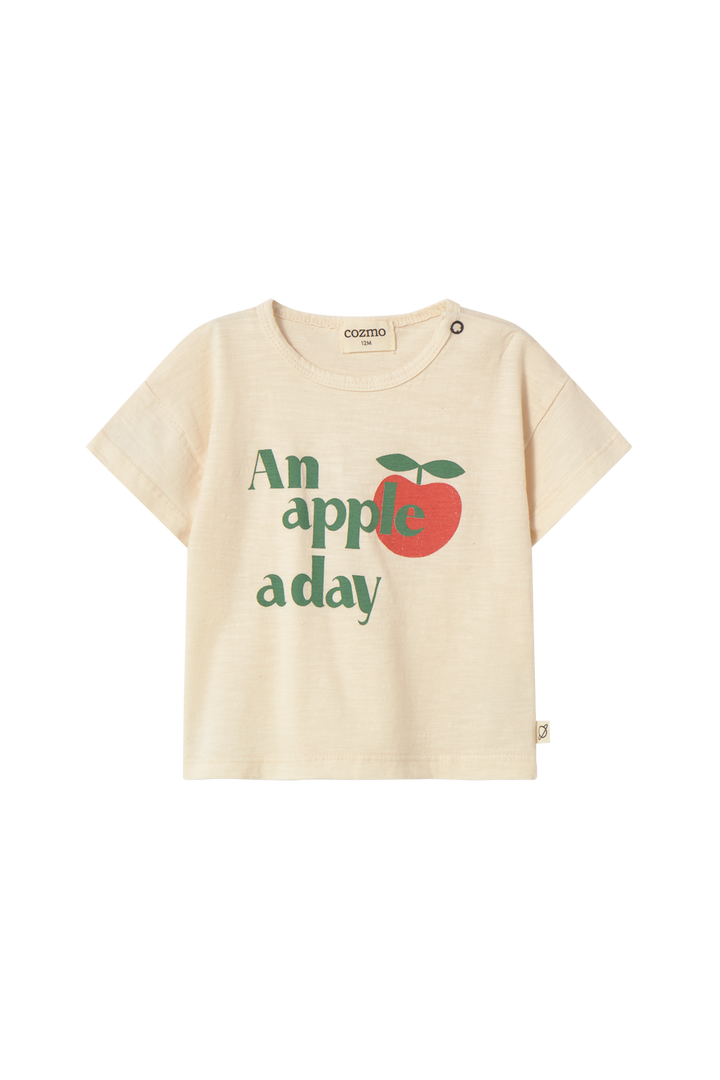 tee s/s an apple a day - ivory