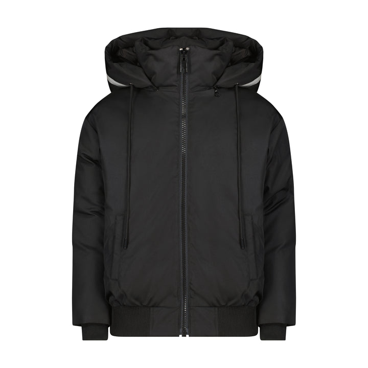 coat reflector hood puffer - black